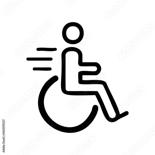 Accessible design symbol: fast movement of person in wheelchair