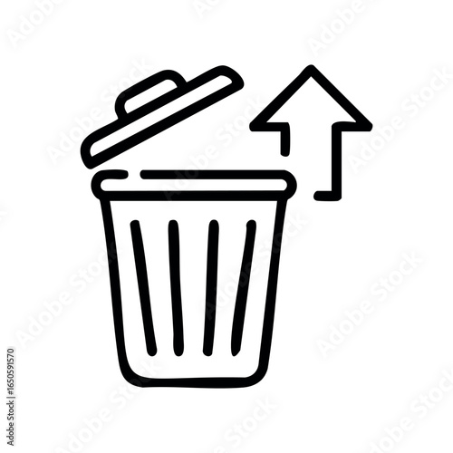 Trash bin icon with upward arrow indicating data deletion