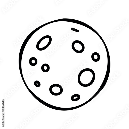 Black and white cartoon moon with craters