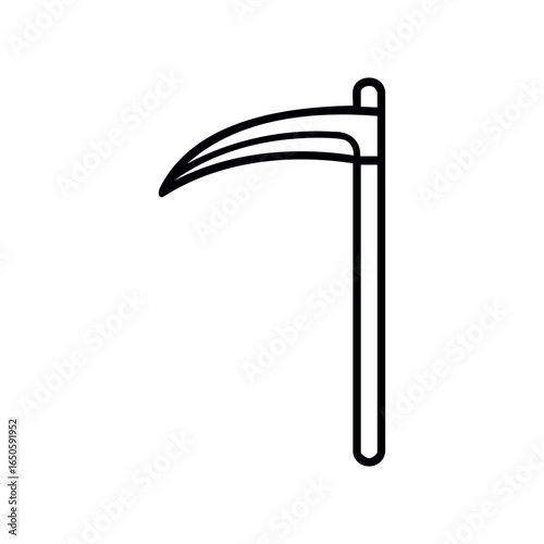 Minimalist scythe icon in black outline