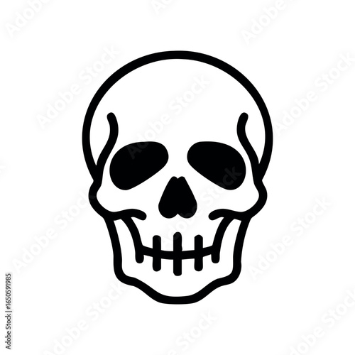 Simple black and white skull icon illustration