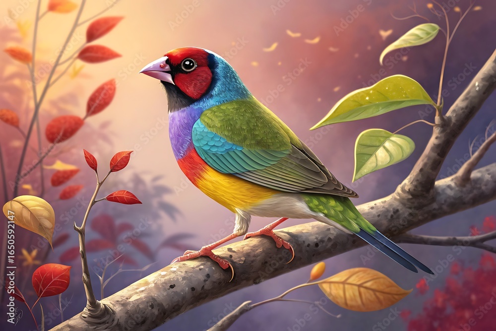 Obraz premium Graceful common greenfinch bird on branch