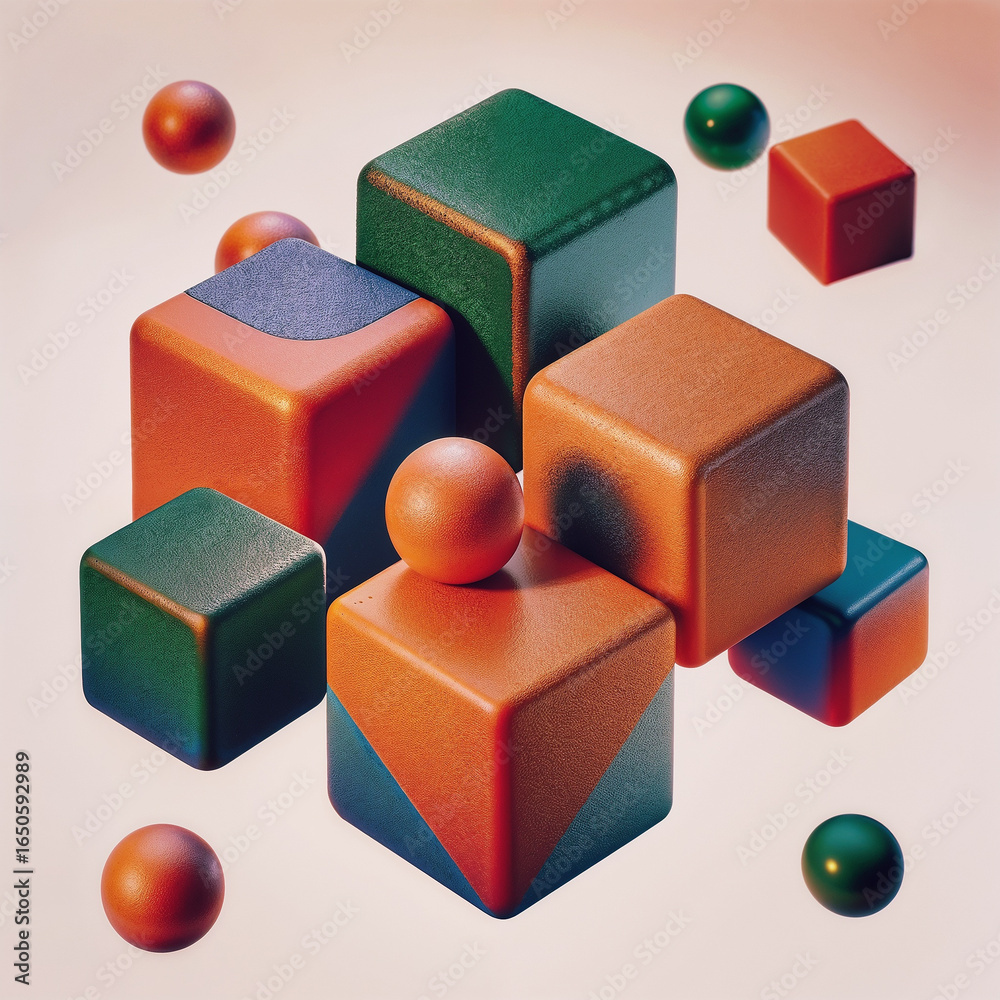 Obraz premium red and blue cubes