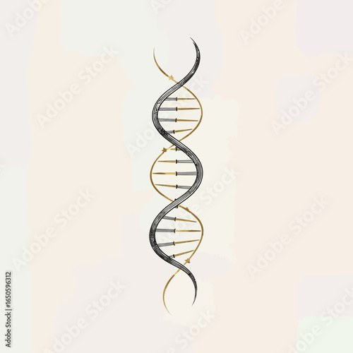 A modern and realistic 3D illustration of a DNA double helix structure, a detailed scientific model representing genetics, biology, and medical research.
