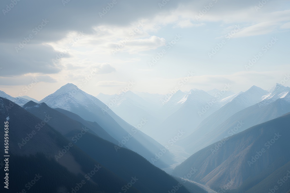 Obraz premium Serene Mountain Range in Haze