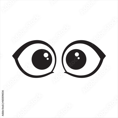 Simple Black And White Cartoon Style Drawing Of Two Wide Open Eyes illustration