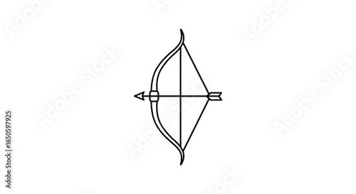 Bow and Arrow Simple Line Art Illustration on White Background for Design