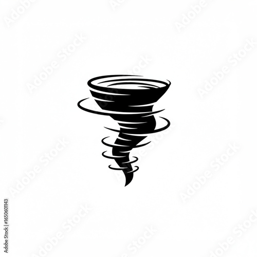 Illustration of a powerful tornado swirling with dark clouds and wind, representing natural disaster and destructive weather phenomena.