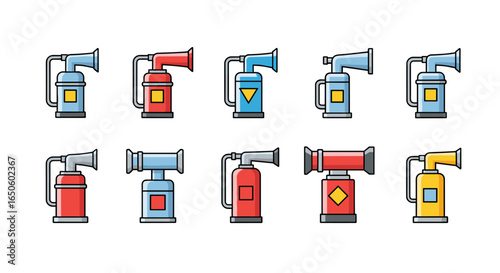 Collection of assorted air horn horn blower party noise maker illustrations