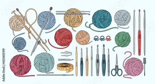 Explore the joy of knitting and crochet with colorful yarn and essential craft tools for your next project