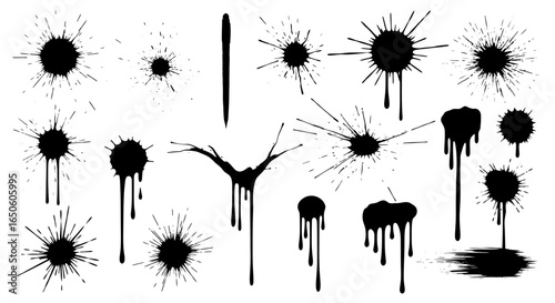Abstract ink splatters for modern designs adding a creative touch to artistic projects with black blots