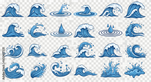 Ocean waves vector collection for summer design projects, beach themes, and aquatic graphics in modern style