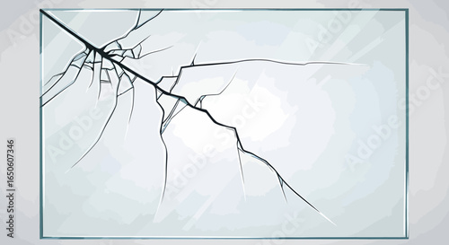 Cracked glass with sharp edges and shattered design for background use or an accident illustration