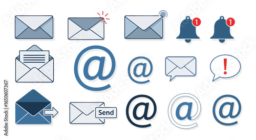Stay connected with modern email and notification icons for web design, apps, and marketing campaigns