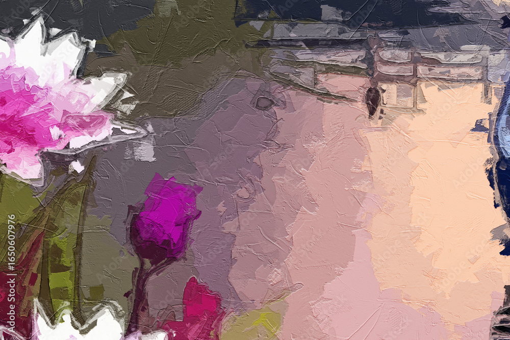Naklejka premium Various oil paintings, flowers, roses, peonies, landscapes, butterflies, waterfalls, lakes, sailboats, mountains and waters