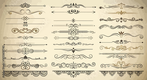 Elegant decorative dividers set for classic design projects and vintage wedding invitations creations now