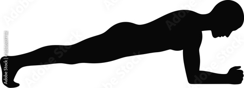 Silhouette of a man doing a plank exercise, , showcasing fitness, strength, and a healthy lifestyle through core workout and body balance