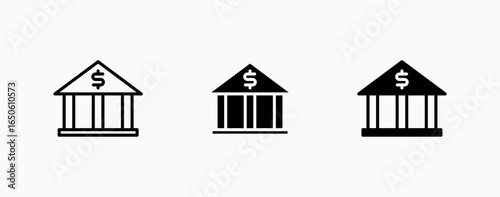 Icon set bank bulding. Finance and business concept design. Ui button web and apps.