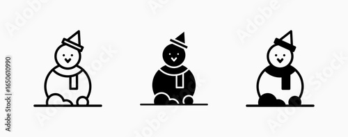Icon set snowman and shawl. Celebration winter season xmas. Decorative ornament icon.