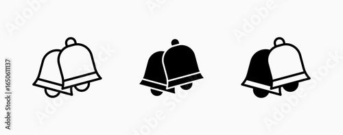 Icon set christmas bells. Celebration winter season xmas. Decorative ornament icon.