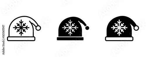 Icon set winter hat. Celebration winter season xmas. Decorative ornament icon.