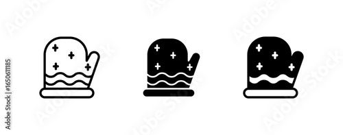 Icon set winter hand glove. Celebration winter season xmas. Decorative ornament icon.