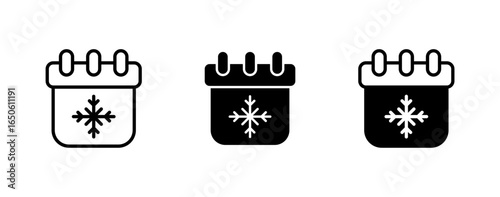 Icon set winter calendar. Celebration winter season xmas. Decorative ornament icon.