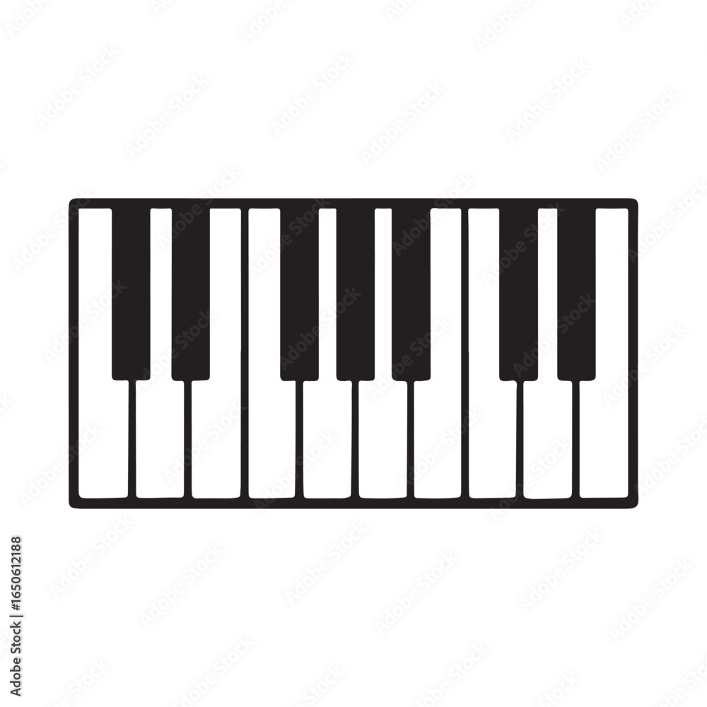 Black and white piano keyboard silhouette Black and white piano keyboard silhouette