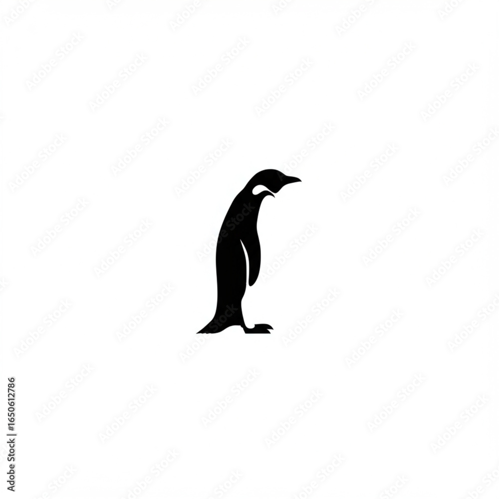 Naklejka premium Elegant Black and White Penguin Silhouette Minimalist Design for Various Applications