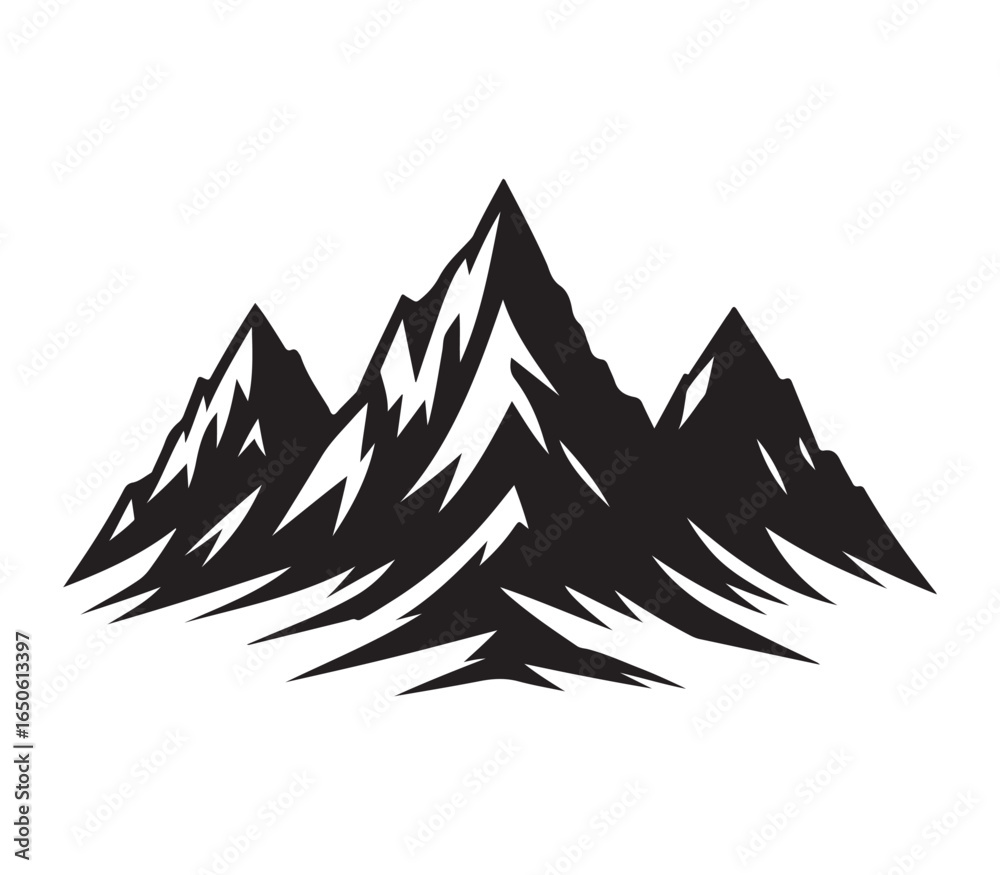 Fototapeta premium Vector Mountains silhouette on a white background