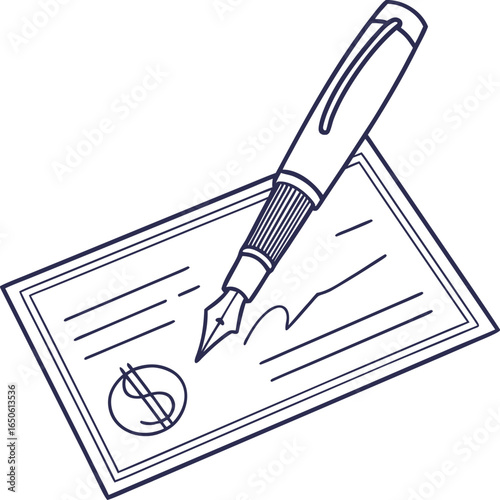 Vector illustration of a pen and paper for business and office note taking