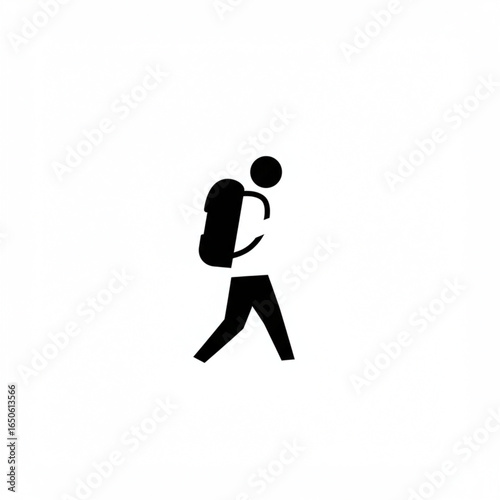 Minimalist Illustration of a Hiker with Backpack Exploring the Outdoors