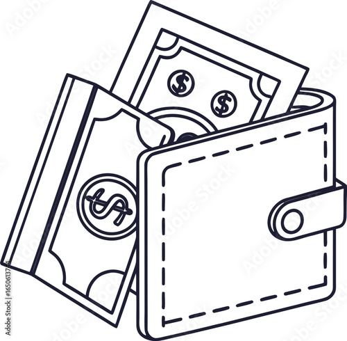 An illustration of a camera and a photo frame with money inside it, all on an old plastic storage diskette
