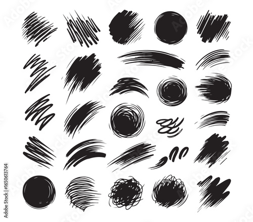Set of hand drawn ink pen scribbles vector