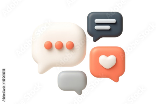 Colorful speech bubbles in various shapes and sizes for communication  