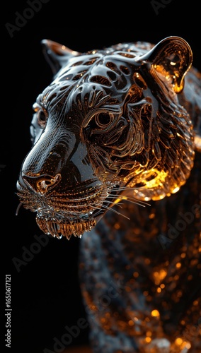 Ornate Metallic Tiger with Golden Accents