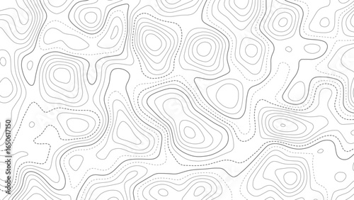 Abstract wavy topographic line background. Seamless pattern and banner design. Modern and dynamic feel to topographic mapping vector illustration.