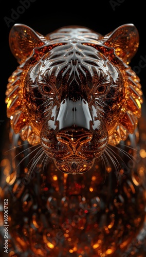 Ornate Metallic Tiger with Golden Accents