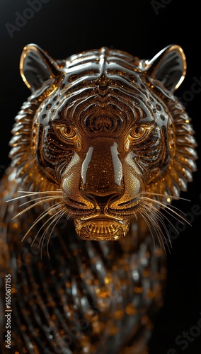 Ornate Metallic Tiger with Golden Accents