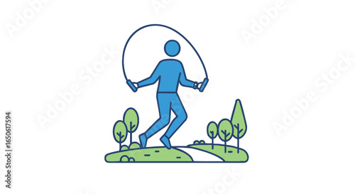 Jumping Rope Exercise in a Park A Vibrant Illustration for Fitness and Healthy Lifestyle