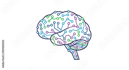 Artificial intelligence brain connected network neural pathways ai technology concept design art