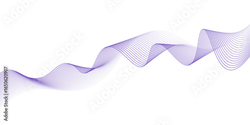 Purple abstract wavy blend line on white background. Modern stream background. Business curve lines. Twisted curve lines with blend effect.	