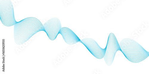 Abstract Blue wavy blend line pattern on white background. Modern stream background. Business curve lines. Twisted curve lines with blend effect.	
