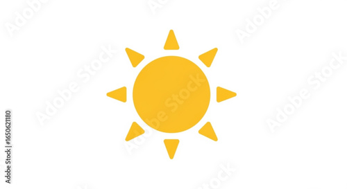 Yellow sun icon vector illustration sunshine rays summer heat light weather forecast sunny day design graphic