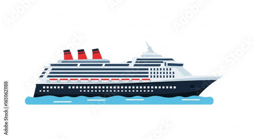 Cruise ship vector illustration for travel and vacation concept with ocean liner and luxury cruise design