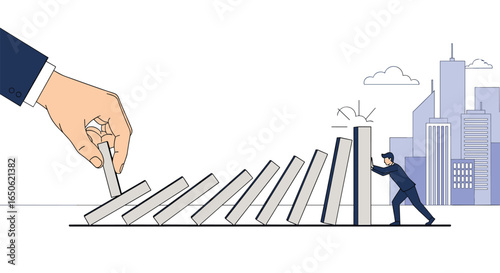 Stopping a cascade of dominoes to prevent business collapse and crisis management in corporate environments