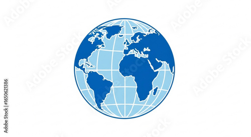 World globe map vector illustration in blue for geography education and global business presentation design