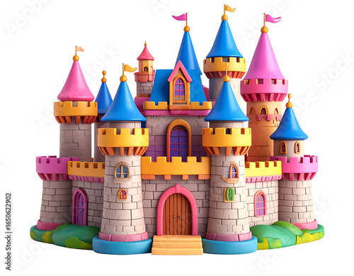 Colorful Cartoon Castle 3D Render