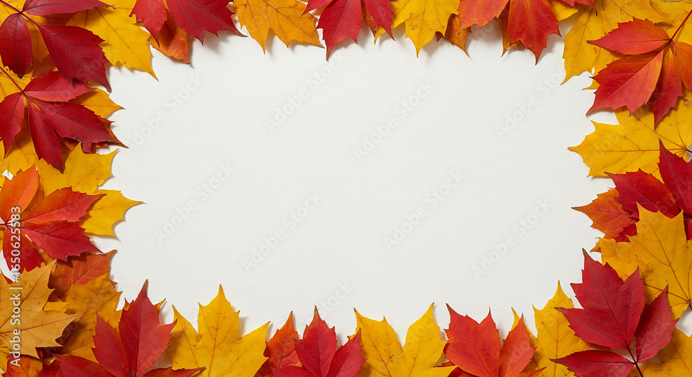 Autumn Leaves Frame on White Background Autumn Leaves Frame on White Background