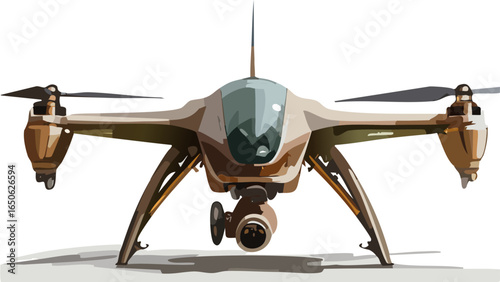 Sleek military warfare drone ready to take of